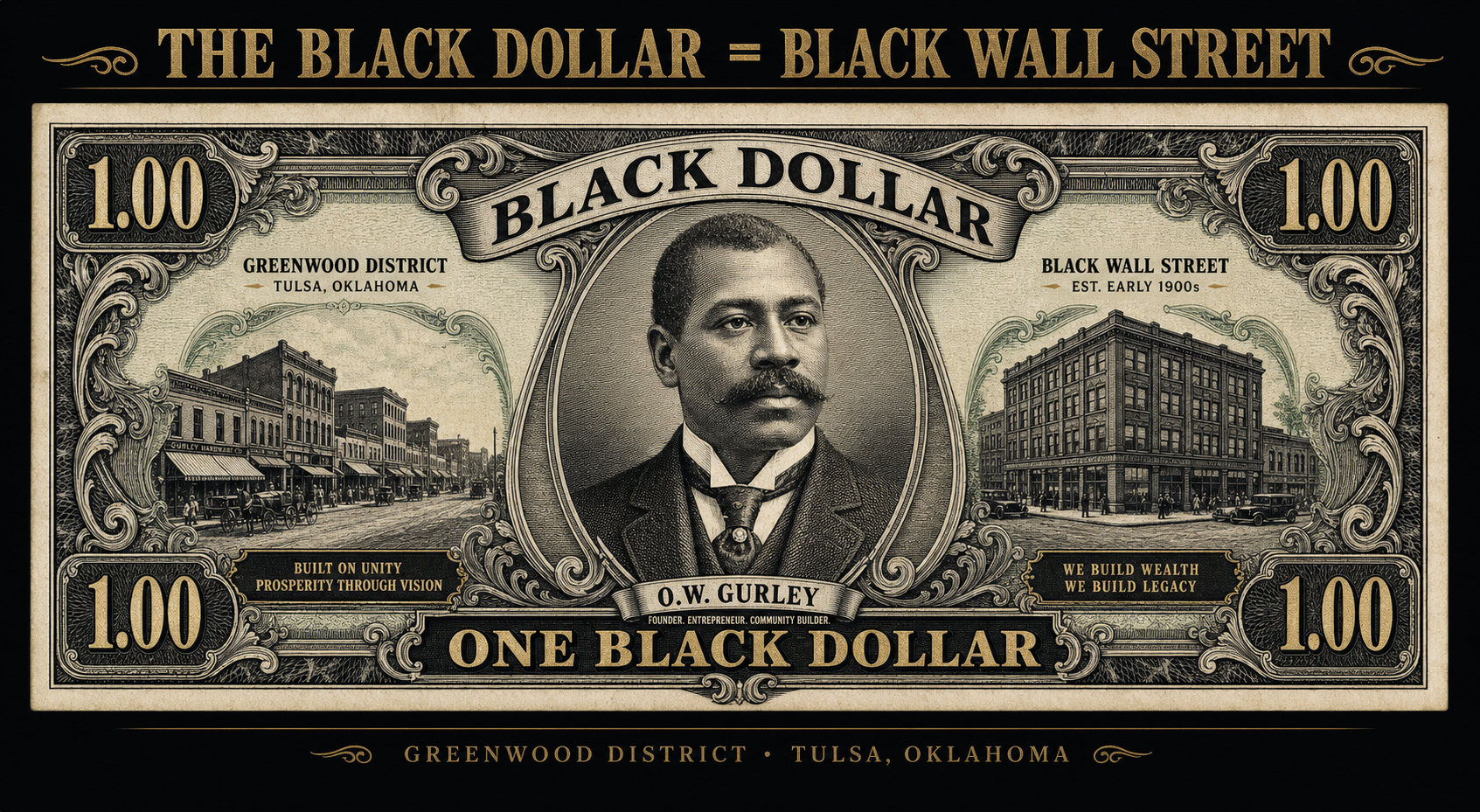 The Black Dollar equals Black Wall Street apparel design artwork