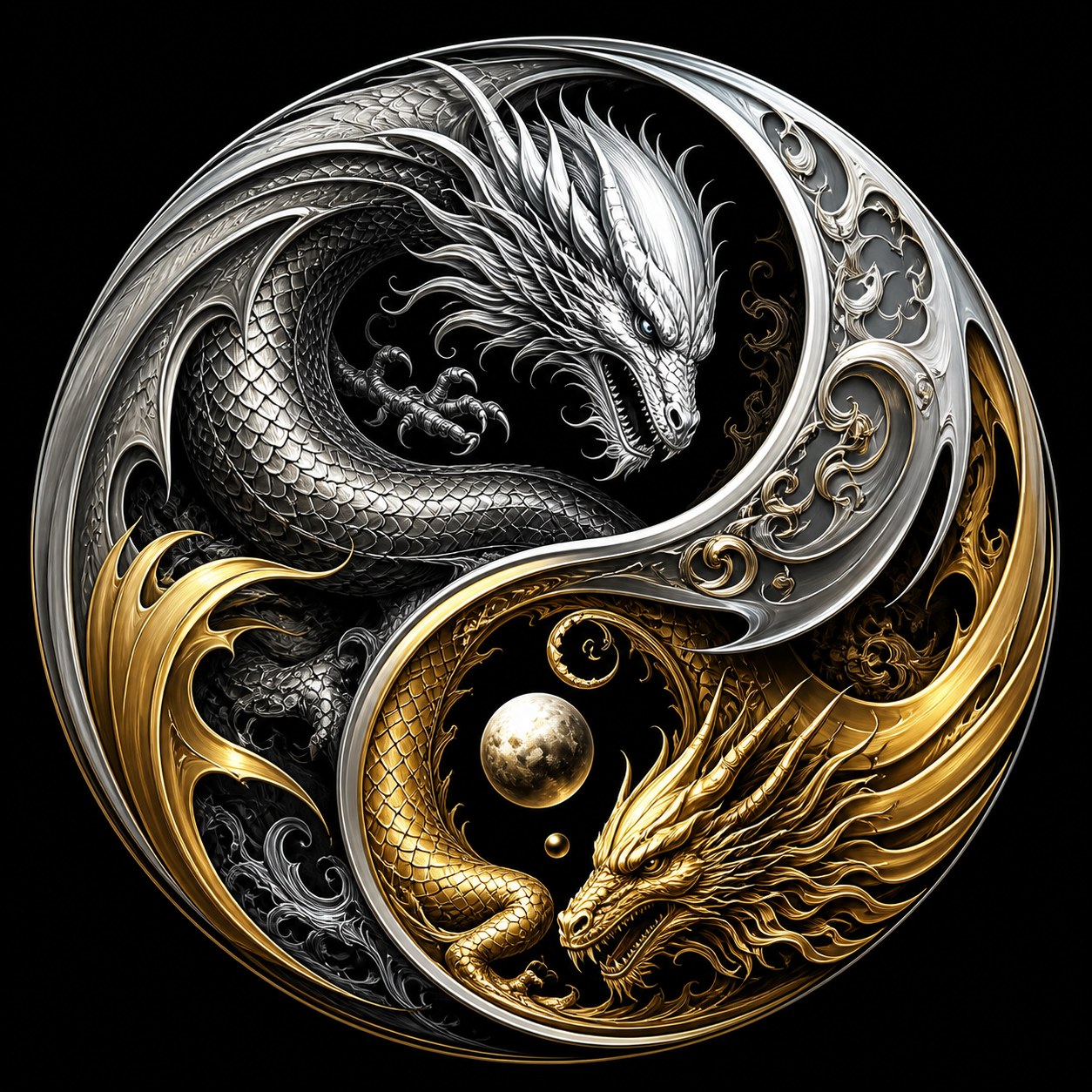 Two Dragons / Yin Yang design artwork