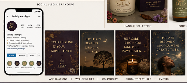 Bella By Moonlight social media mockup deliverables